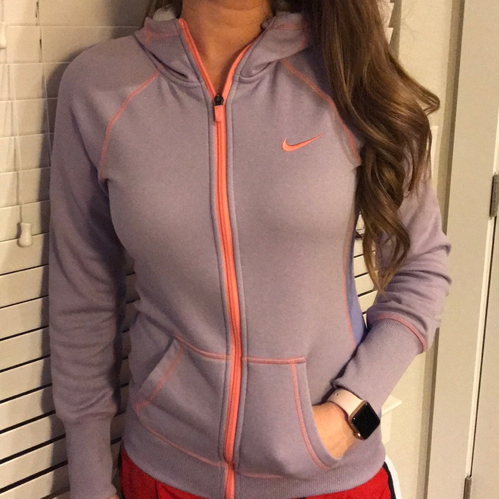 Nike zip hoodie- purple and coral